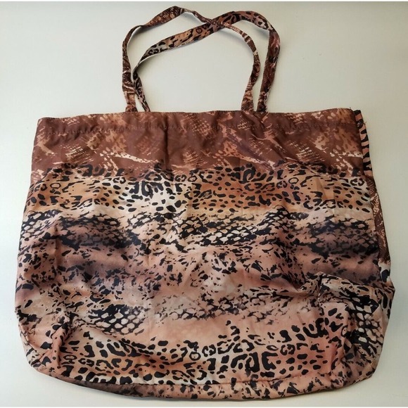 SHARIF Leopard Animal Print Nylon Large Shopper Tote Bag Lightweight - Picture 3 of 6